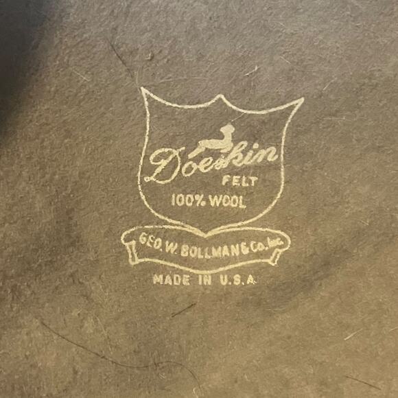 Vintage Doe Skin Wool Felt Tilt Hat Feather Net Veil Bollman USA 1940s 50s - Picture 6 of 7